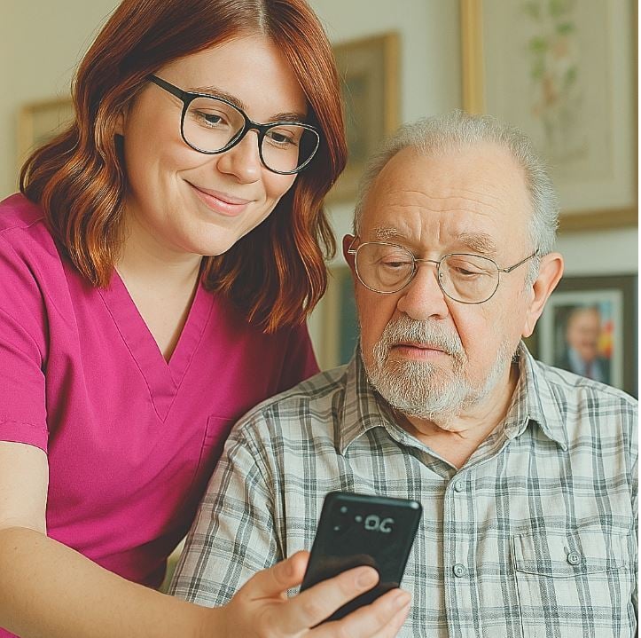 Elderly on phone
